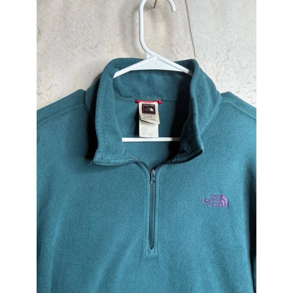 The North Face Mens XL TKA 100 Quarter Zip Fleece Pullover Teal Green Purple